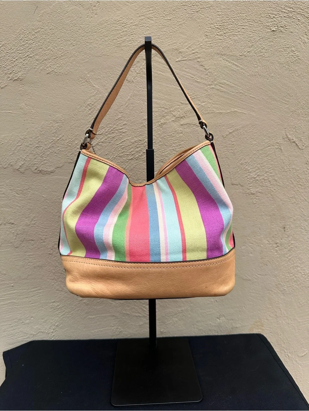 🍭Y2K Coach Hamptons Legacy Striped Canvas Hand Bag 🍭 - Picture 3 of 8